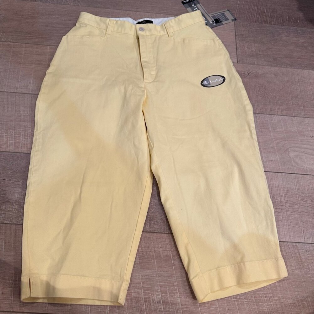 Lee Yellow Stretch Cropped Pants 12 Petite Womens Comfort Fit NEW